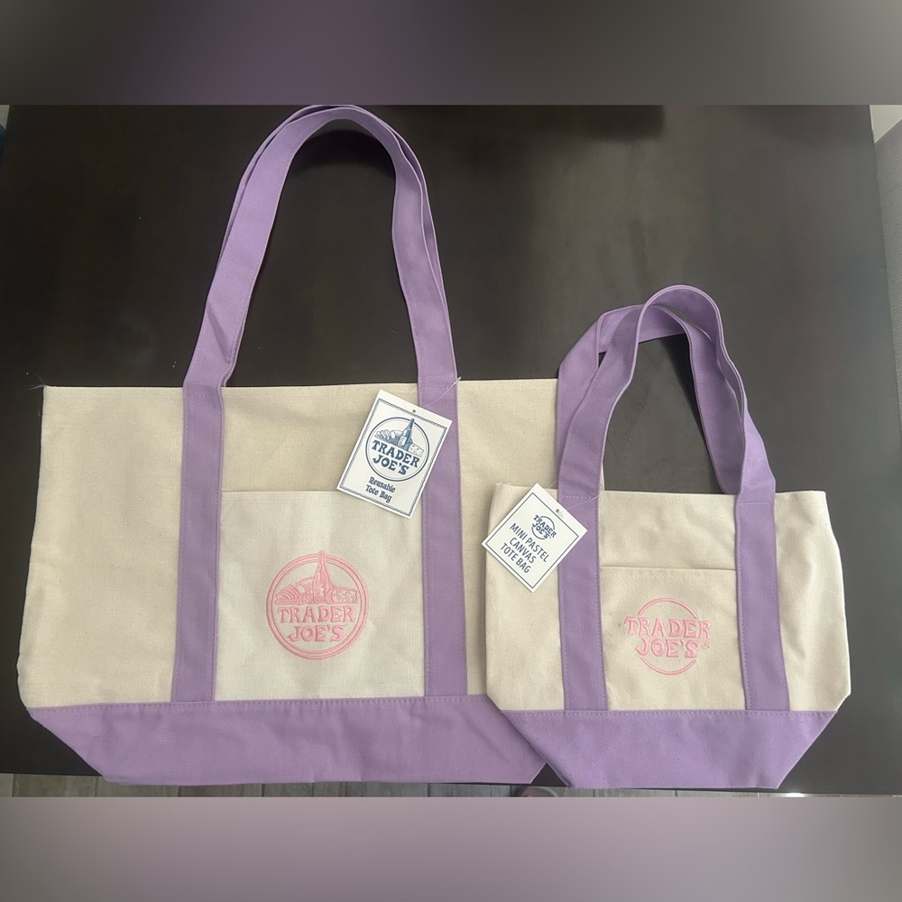 Trader Joe’s Lavender Tote Bags (large and mini size bundle)